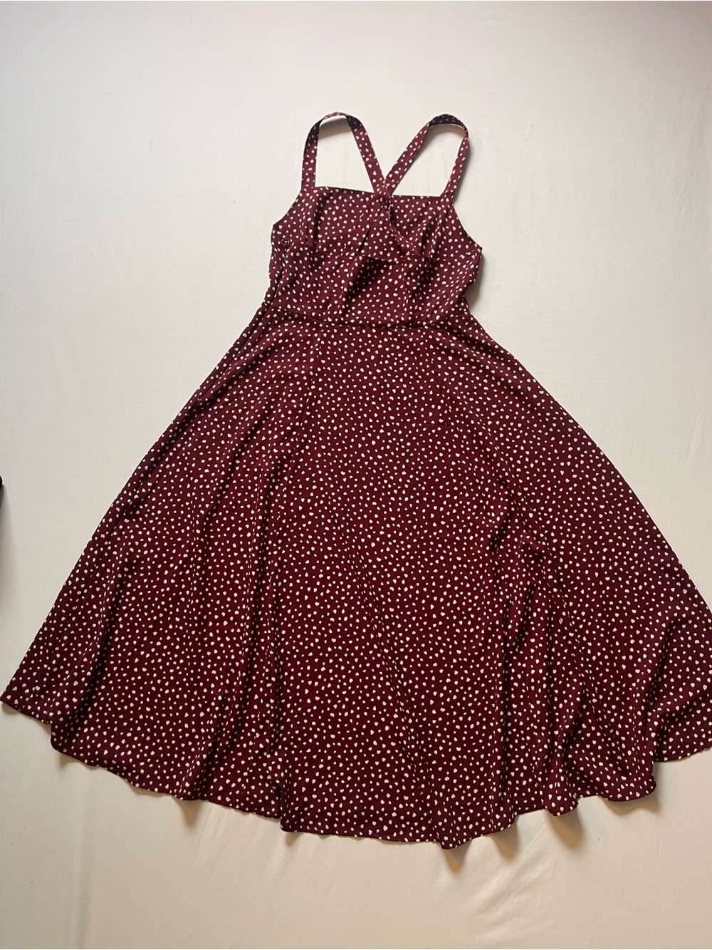 Kimchi Blue Burgundy Polka Dot Midi Dress - Picture 4 of 12
